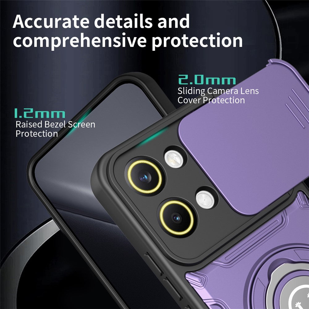 For Xiaomi Poco X8 Pro Max 5G  /  Redmi Turbo 5 Max 5G Case with Slide Camera Cover Ring Kickstand PC + TPU Phone Shell