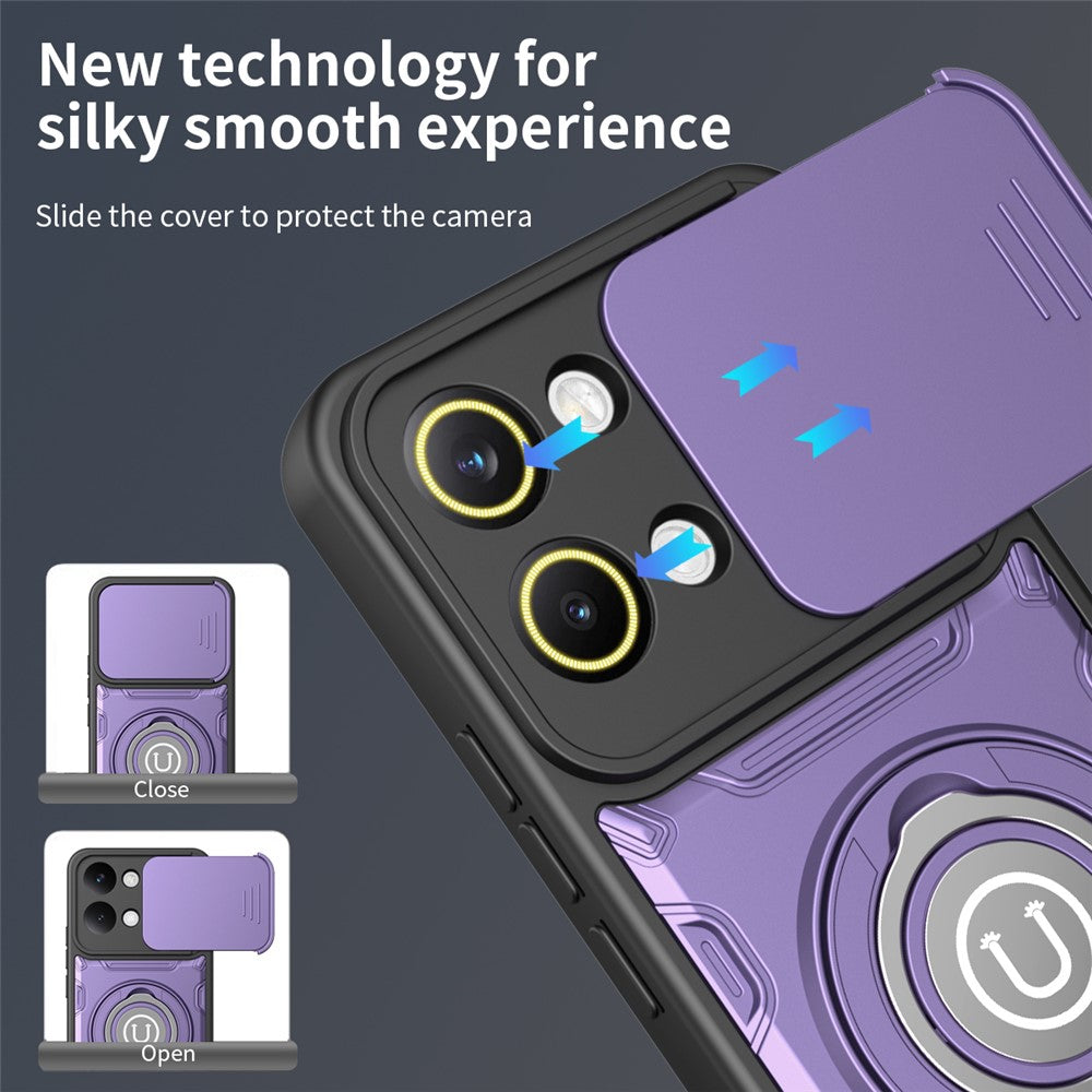For Xiaomi Poco X8 Pro Max 5G  /  Redmi Turbo 5 Max 5G Case with Slide Camera Cover Ring Kickstand PC + TPU Phone Shell