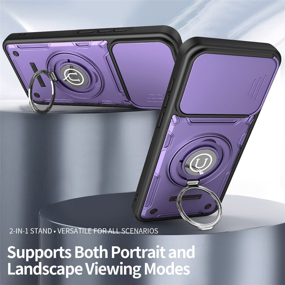 For Xiaomi Poco X8 Pro Max 5G  /  Redmi Turbo 5 Max 5G Case with Slide Camera Cover Ring Kickstand PC + TPU Phone Shell