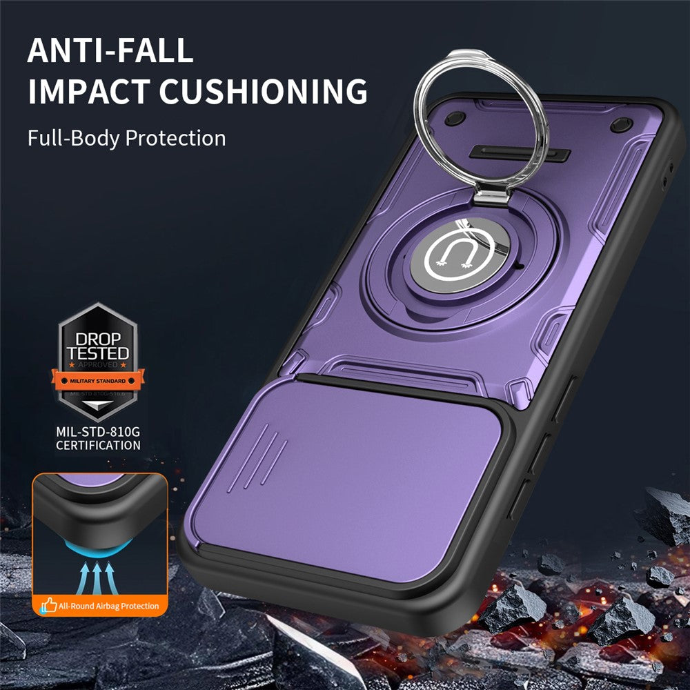 For Xiaomi Poco X8 Pro Max 5G  /  Redmi Turbo 5 Max 5G Case with Slide Camera Cover Ring Kickstand PC + TPU Phone Shell