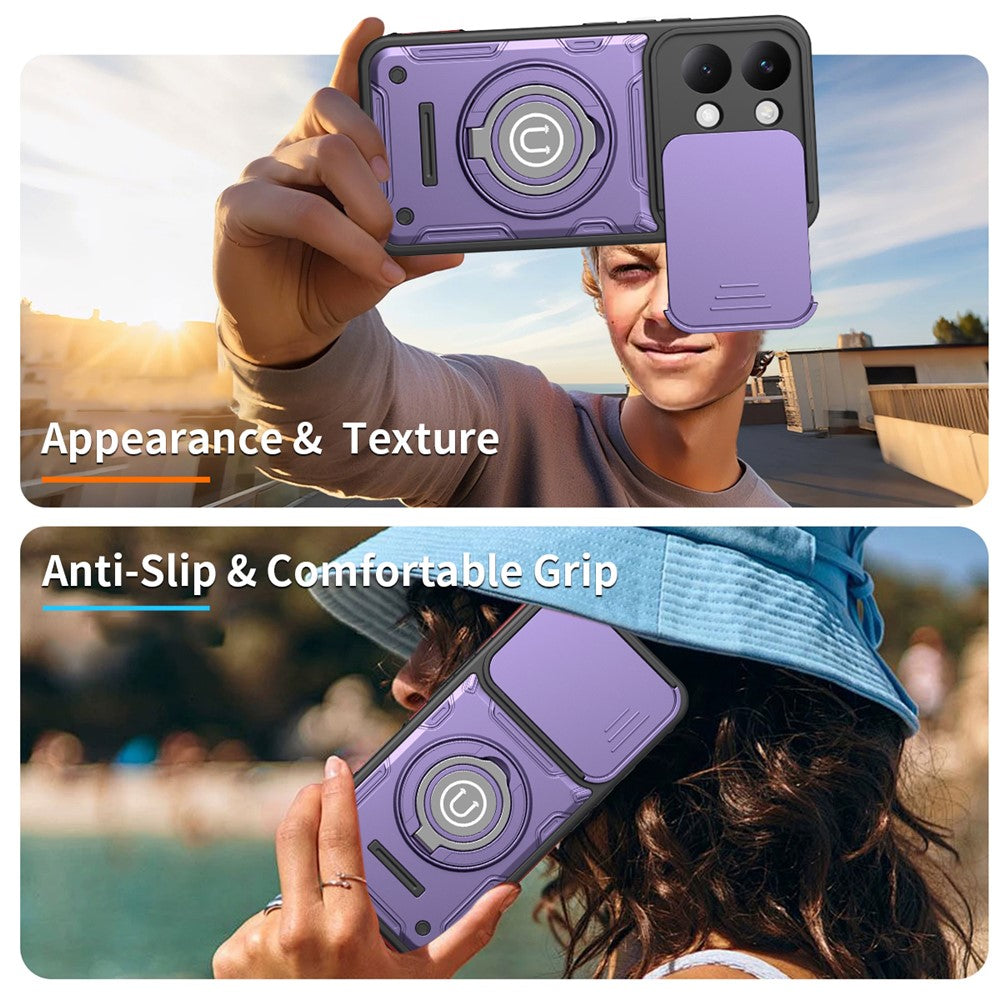 For Xiaomi Poco X8 Pro Max 5G  /  Redmi Turbo 5 Max 5G Case with Slide Camera Cover Ring Kickstand PC + TPU Phone Shell