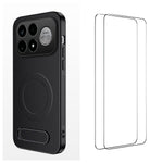 WANLONFENG för Xiaomi Poco F9 Ultra 5G / Xiaomi Redmi K100 Pro Max 5G (Kina) QT1-serien magnetiskt skal med 2 st. härdat glasfilmer stativ kolfiberstruktur PC TPU mobilskal