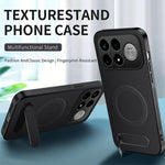WANLONFENG för Xiaomi Poco F9 Ultra 5G / Xiaomi Redmi K100 Pro Max 5G (Kina) QT1-serien magnetiskt skal med 2 st. härdat glasfilmer stativ kolfiberstruktur PC TPU mobilskal