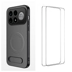 WANLONFENG för Xiaomi Poco F9 Ultra 5G / Xiaomi Redmi K100 Pro Max 5G (Kina) QT1-serien magnetiskt skal med 2 st. härdat glasfilmer stativ kolfiberstruktur PC TPU mobilskal