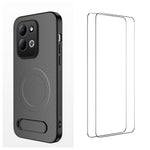 WANLONFENG för Xiaomi Redmi 17 5G / Xiaomi Redmi 17 4G QT1-serien magnetiskt skal med 2 st. härdat glasfilmer, stativ, kolfiberstruktur, PC TPU-mobilskal