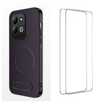 WANLONFENG för Xiaomi Redmi 17 5G / Xiaomi Redmi 17 4G QT1-serien magnetiskt skal med 2 st. härdat glasfilmer, stativ, kolfiberstruktur, PC TPU-mobilskal