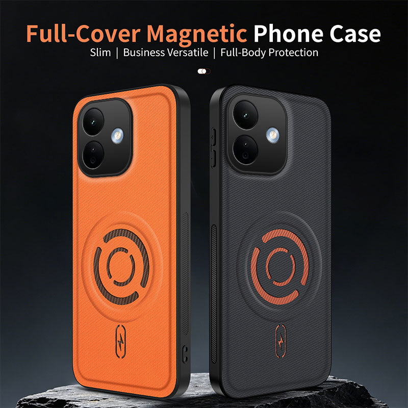 WANLONFENG for Xiaomi Redmi Note 17 Pro 5G KJB1 Series Magnetic Case with 2Pcs Tempered Glass Screen Protector Tech Fabric Texture PC+TPU Phone Cover