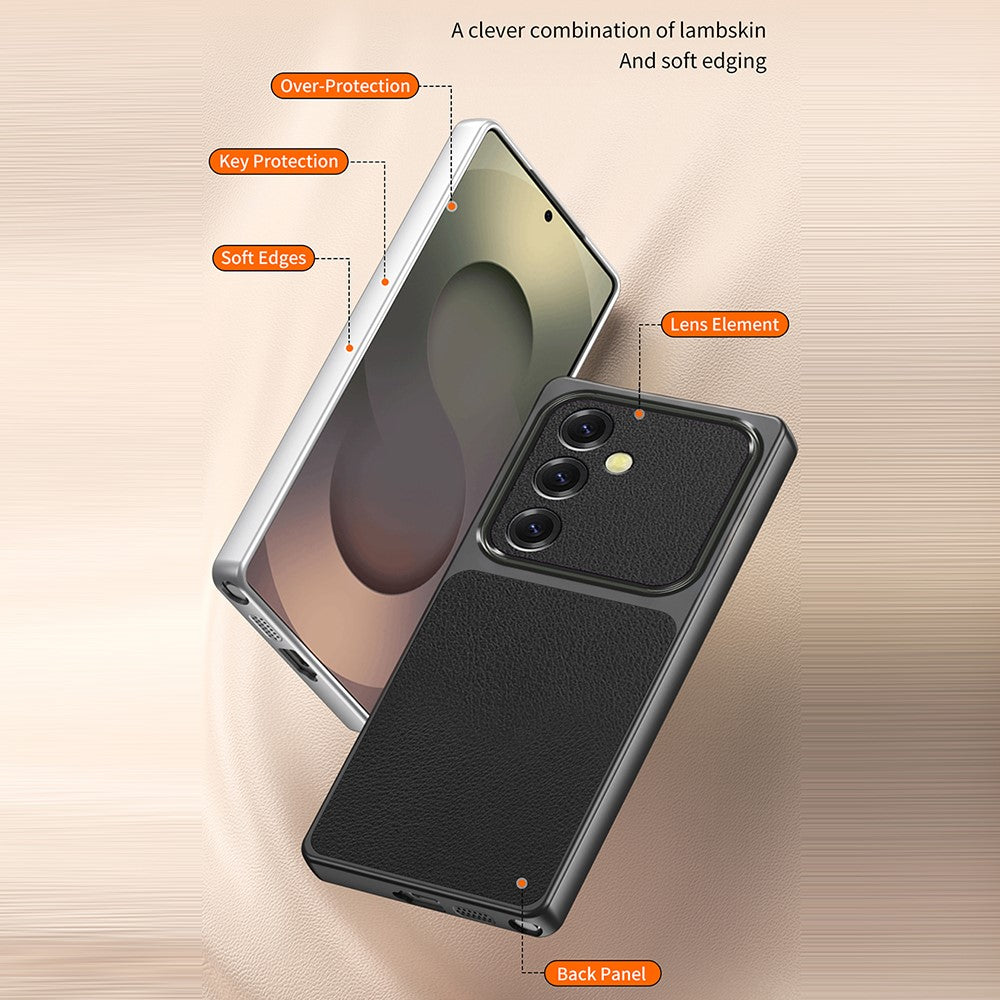 For Samsung Galaxy S26+ Phone Case Lambskin Texture PC TPU PU Leather Shockproof Protective Cover