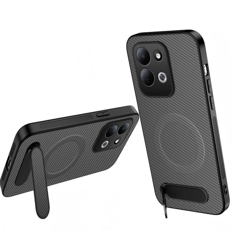 WANLONFENG til Xiaomi Redmi 17 5G / Xiaomi Redmi 17 4G i QT-serien, magnetisk skal med stativ og kulfibertekstur i PC og TPU