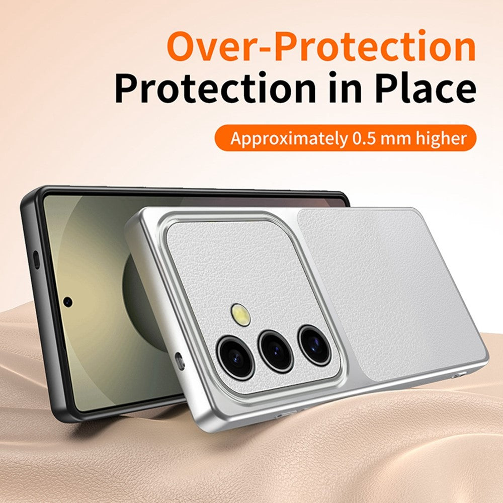 For Samsung Galaxy S24 FE Phone Case Lambskin Texture PC TPU PU Leather Shockproof Protective Cover
