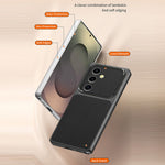 For Samsung Galaxy S24 FE Phone Case Lambskin Texture PC TPU PU Leather Shockproof Protective Cover