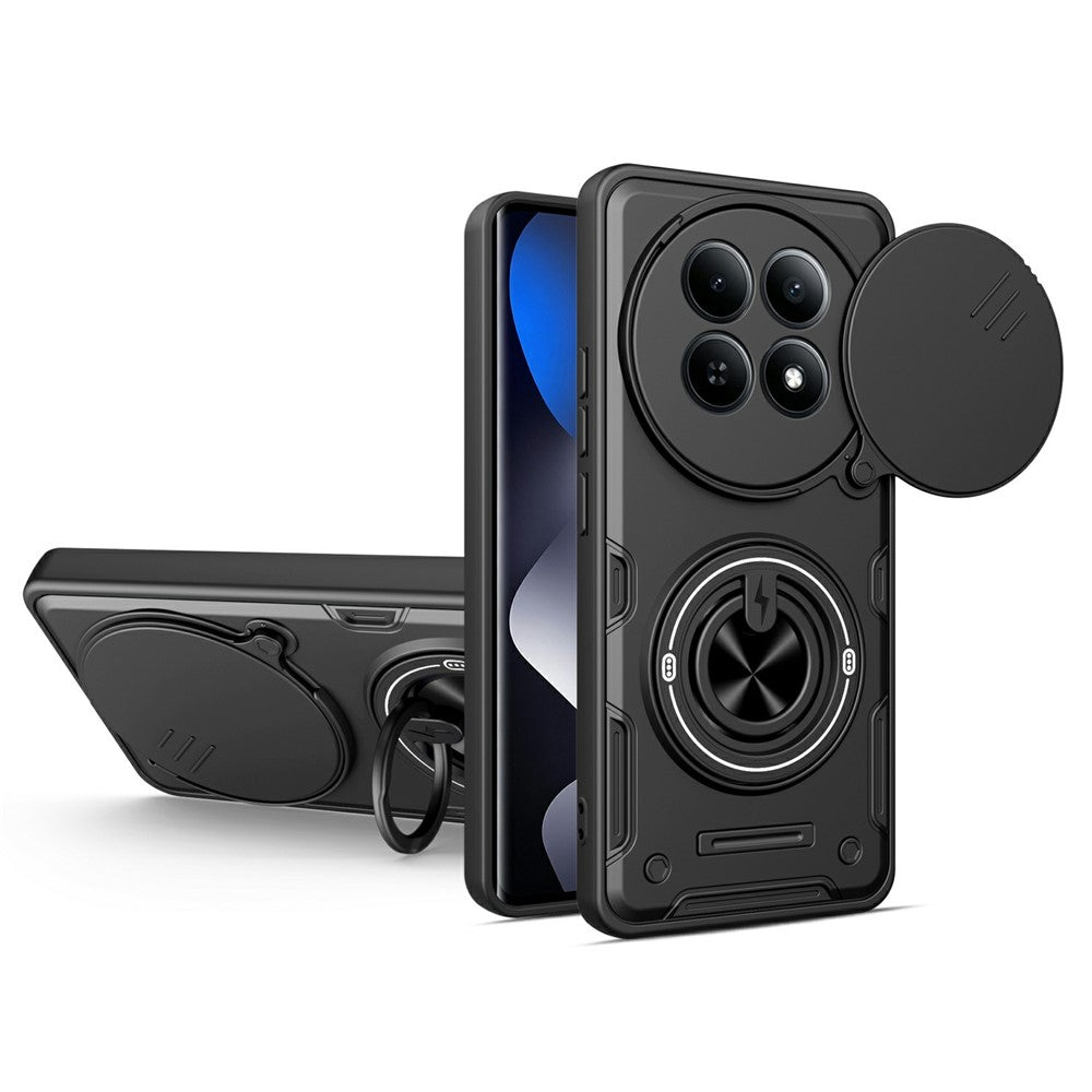Xiaomi Redmi Note 15 5G (Global) / Redmi Note 15 4G (Global) / Poco M8 5G Magnetiskt skal Skjutbart kameraskydd TPU+PC mobilskal med roterande stativ