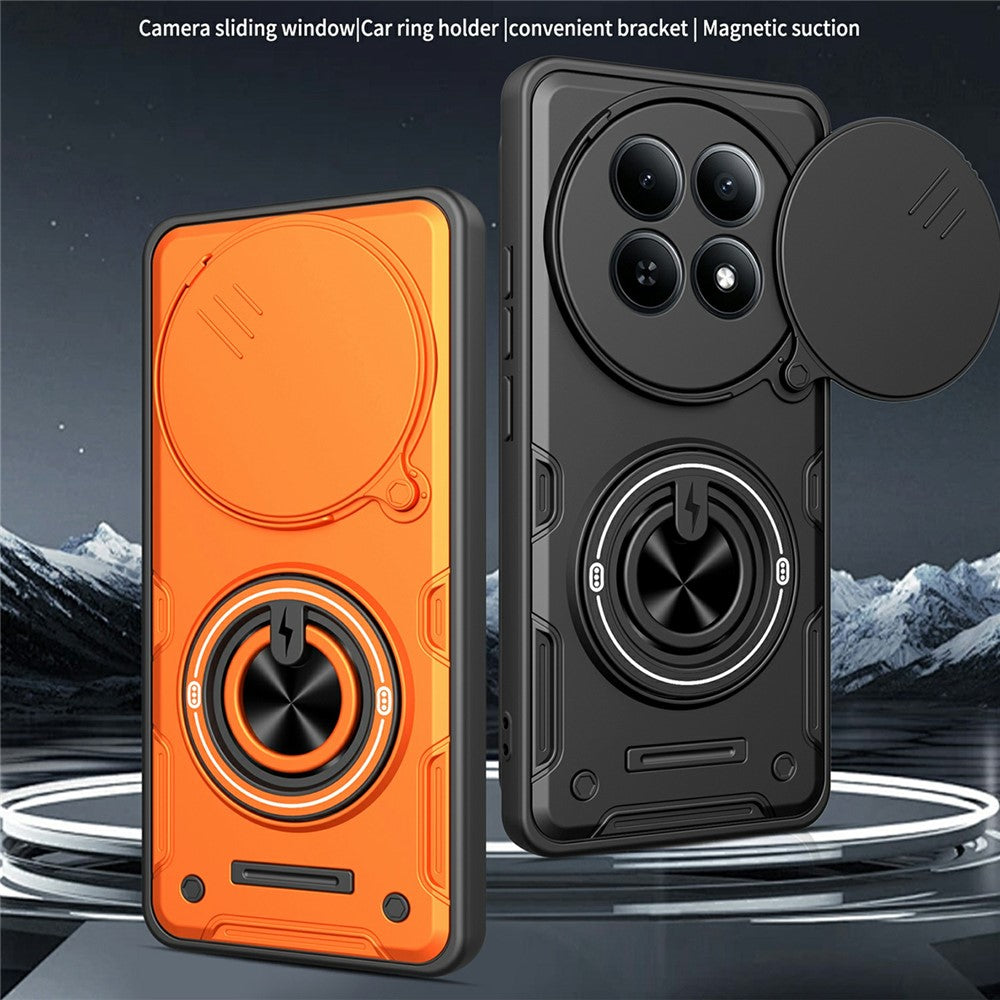 Xiaomi Redmi Note 15 5G (Global) / Redmi Note 15 4G (Global) / Poco M8 5G Magnetiskt skal Skjutbart kameraskydd TPU+PC mobilskal med roterande stativ