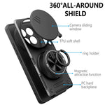 Xiaomi Redmi Note 15 5G (Global) / Redmi Note 15 4G (Global) / Poco M8 5G Magnetiskt skal Skjutbart kameraskydd TPU+PC mobilskal med roterande stativ