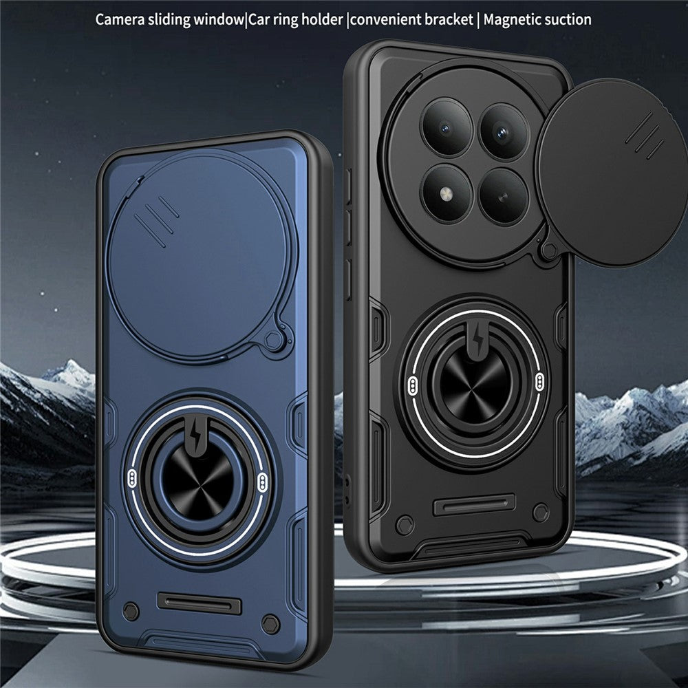 For Xiaomi Redmi Note 15 Pro 4G (Global) Magnetic Case Sliding Camera Cover TPU+PC Phone Cover with Rotating Kickstand