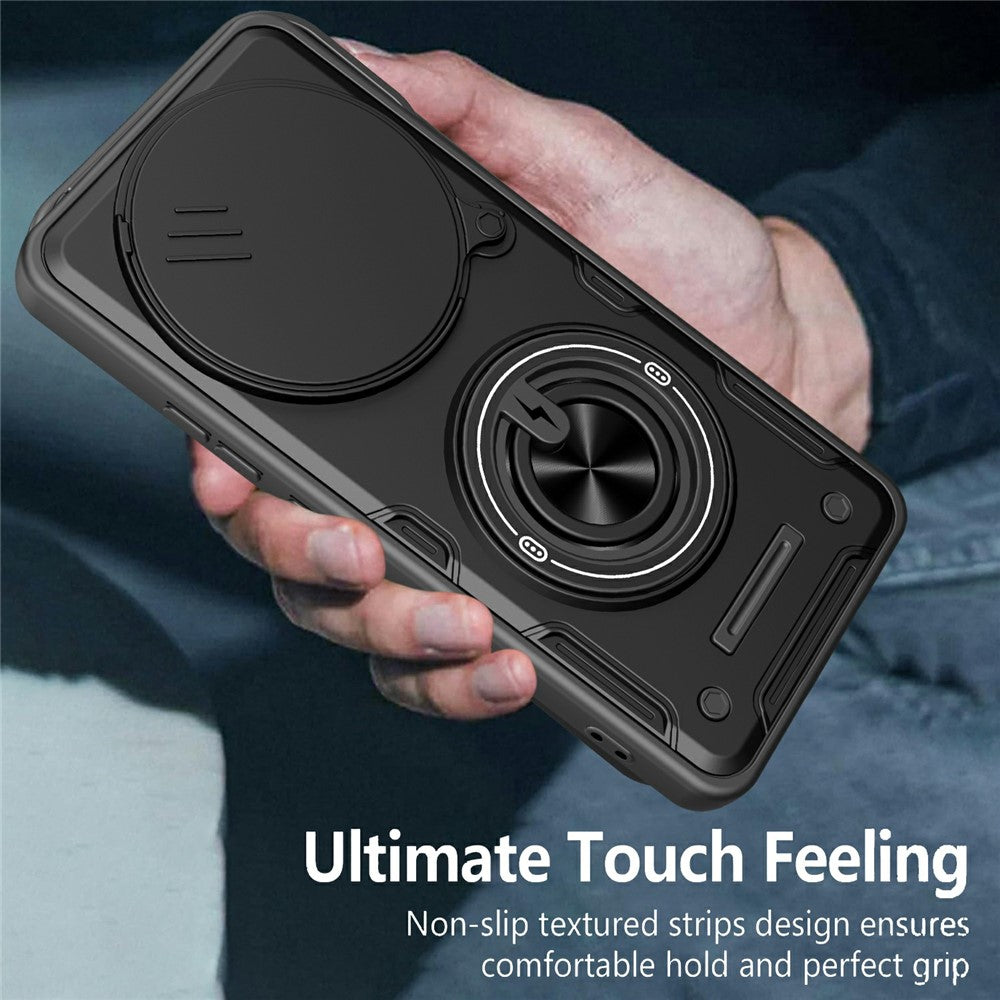 For Xiaomi Redmi Note 15 Pro 4G (Global) Magnetic Case Sliding Camera Cover TPU+PC Phone Cover with Rotating Kickstand