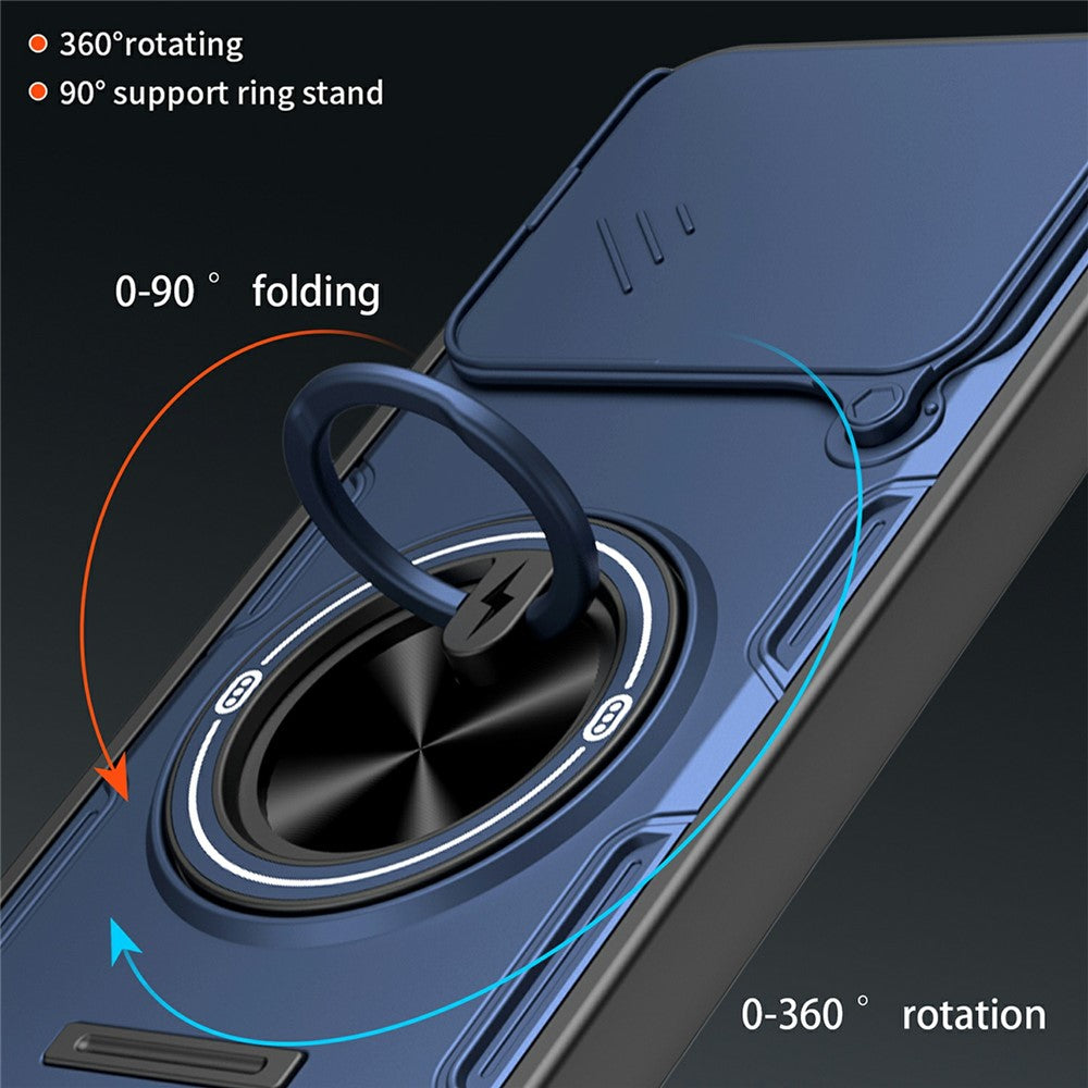 For Xiaomi 15T Magnetic Case Sliding Camera Cover TPU+PC Phone Cover with Rotating Kickstand