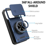 For Xiaomi 15T Magnetic Case Sliding Camera Cover TPU+PC Phone Cover with Rotating Kickstand