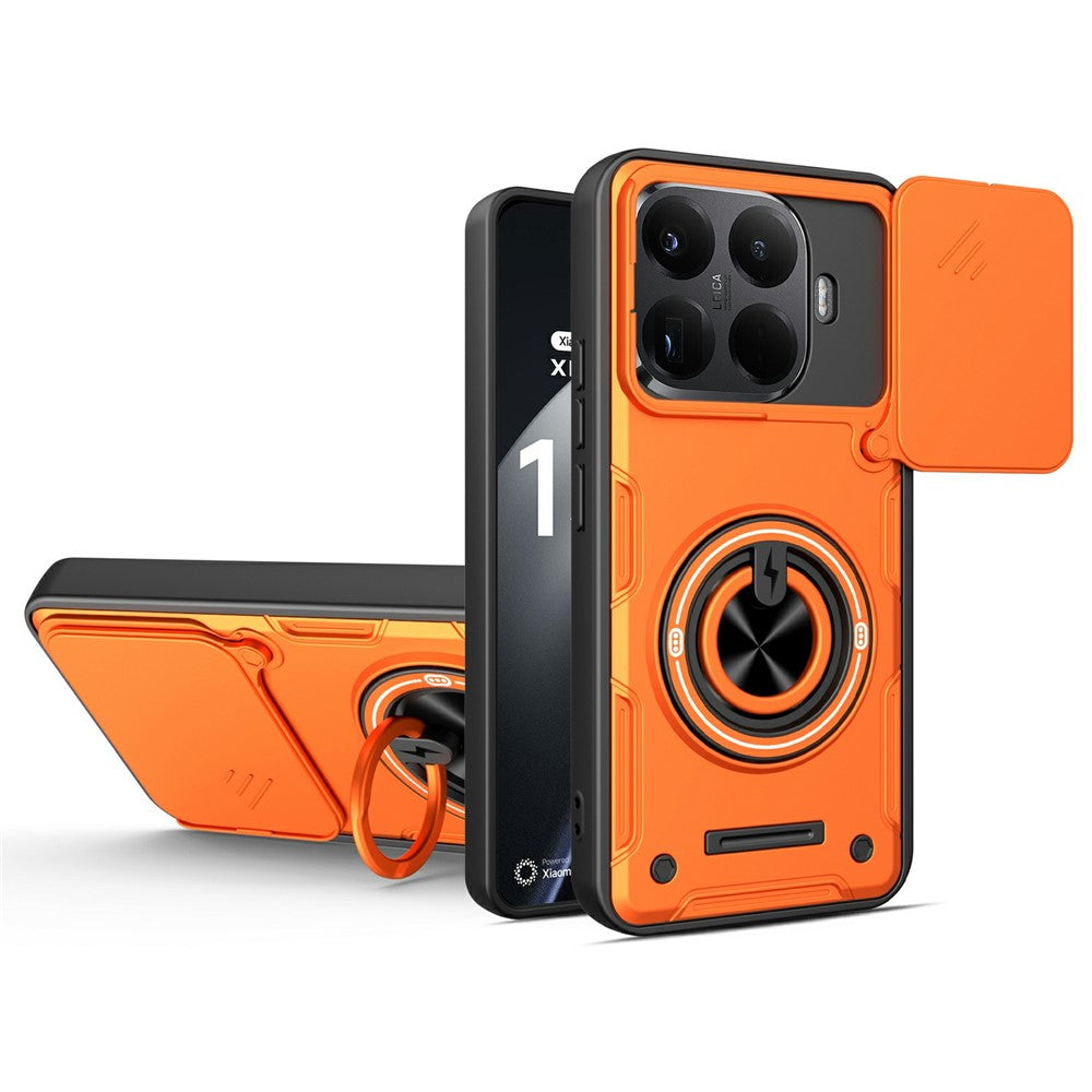 For Xiaomi 15T Magnetic Case Sliding Camera Cover TPU+PC Phone Cover with Rotating Kickstand