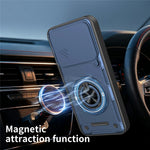 For Xiaomi 15T Pro Magnetic Case Sliding Camera Cover TPU+PC Phone Cover with Rotating Kickstand