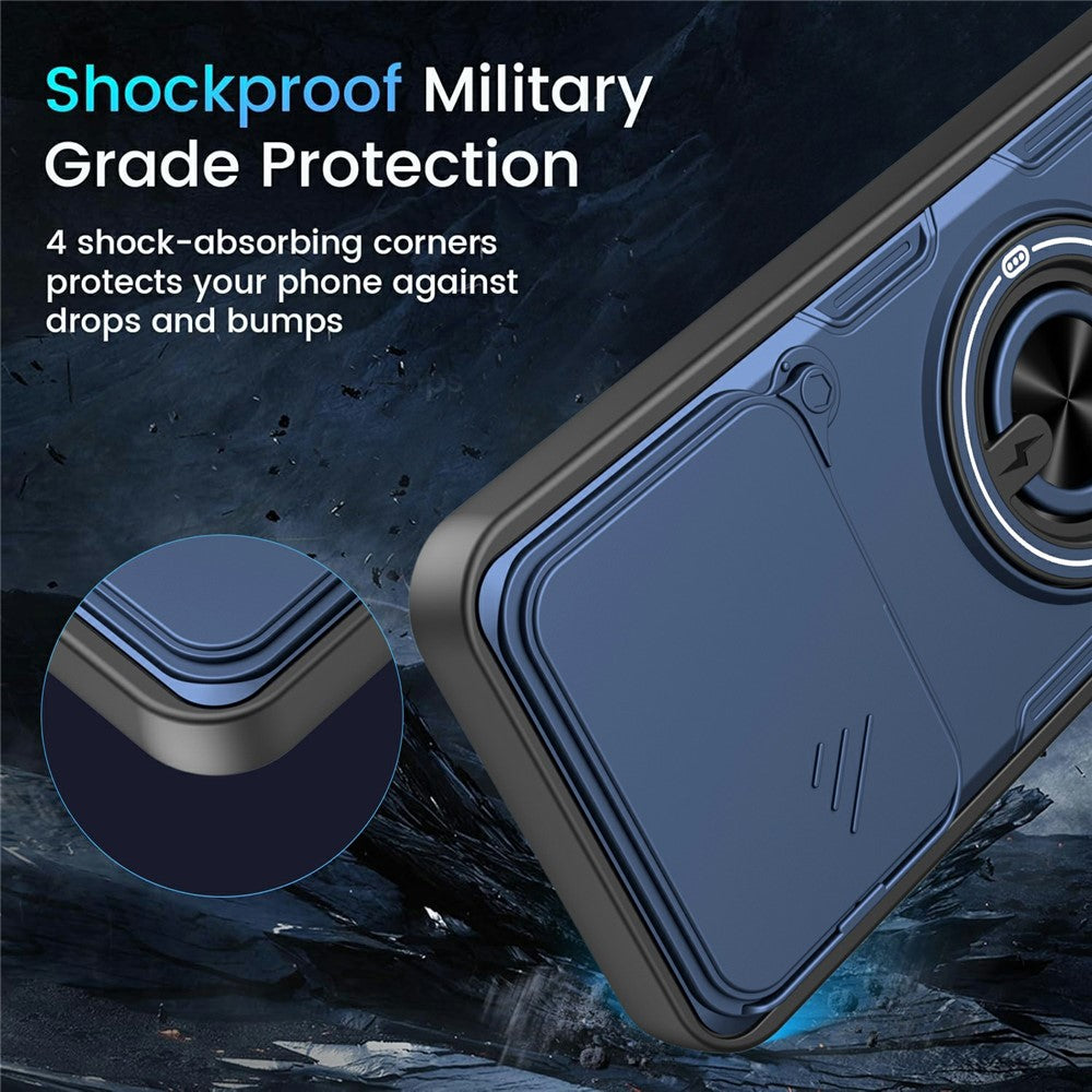 For Xiaomi 15T Pro Magnetic Case Sliding Camera Cover TPU+PC Phone Cover with Rotating Kickstand