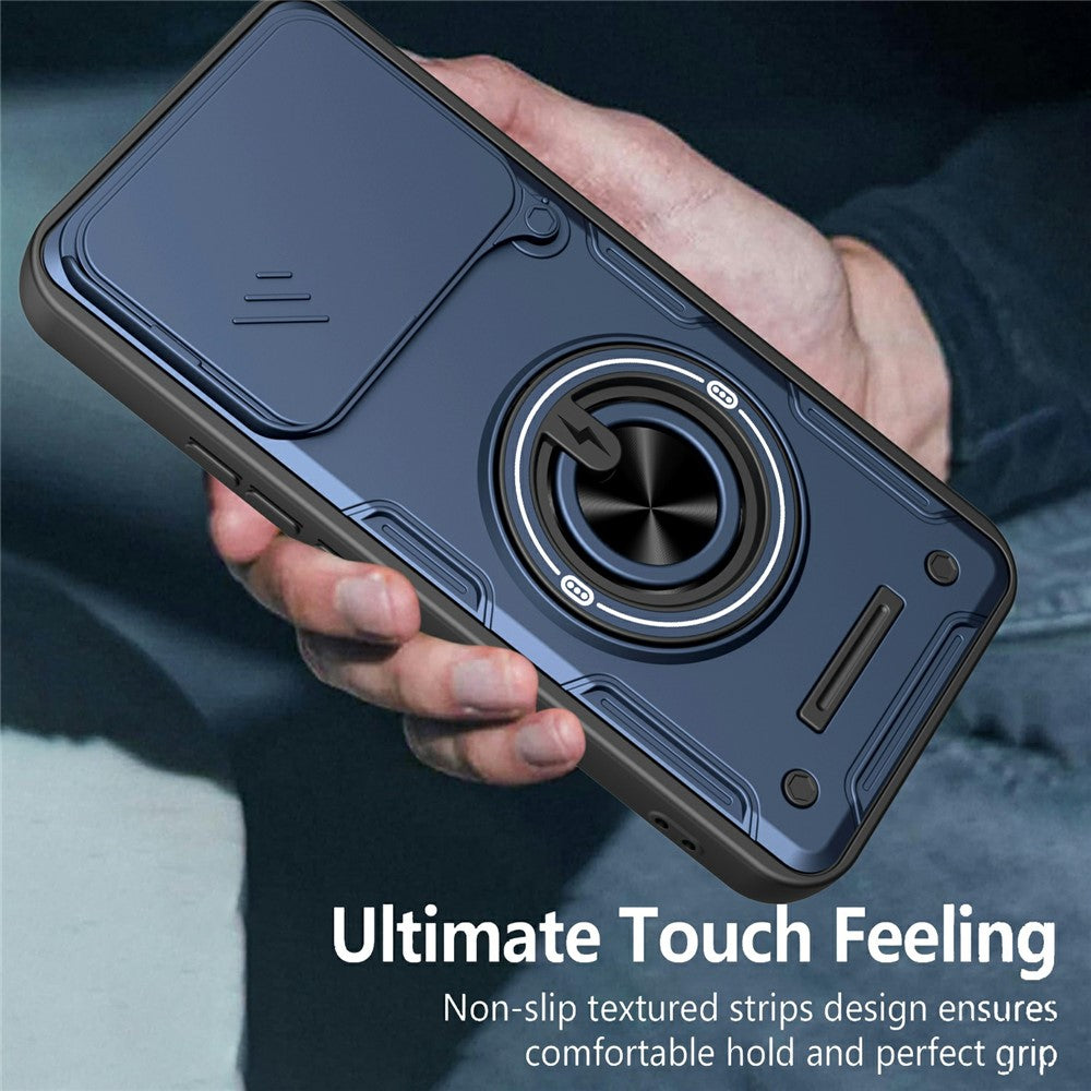 For Xiaomi 15T Pro Magnetic Case Sliding Camera Cover TPU+PC Phone Cover with Rotating Kickstand