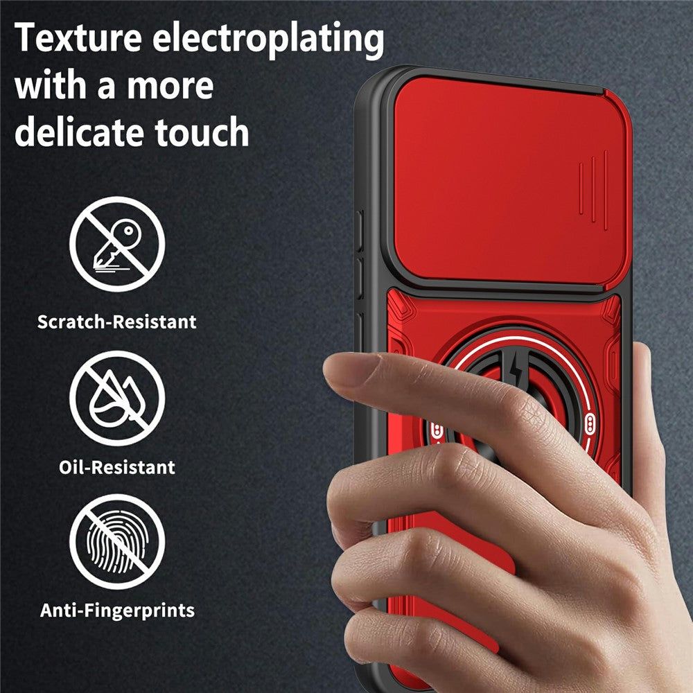 For Xiaomi 17 Magnetic Case Sliding Camera Cover TPU+PC Phone Cover with Rotating Kickstand