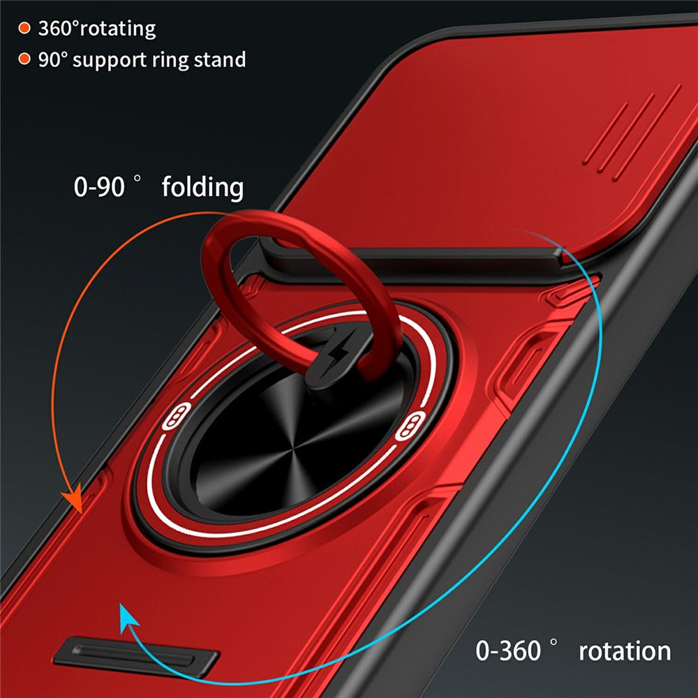 For Xiaomi 17 Magnetic Case Sliding Camera Cover TPU+PC Phone Cover with Rotating Kickstand