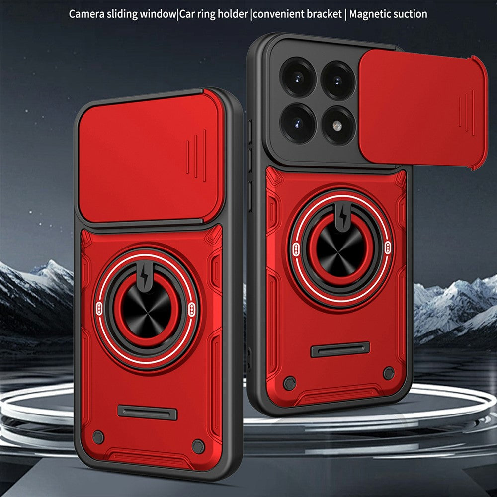 For Xiaomi 17 Magnetic Case Sliding Camera Cover TPU+PC Phone Cover with Rotating Kickstand