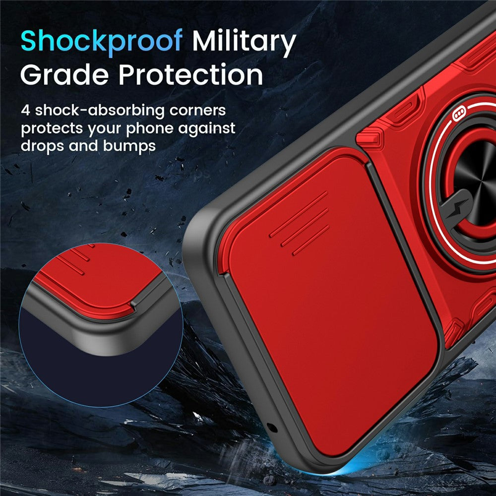 For Xiaomi 17 Magnetic Case Sliding Camera Cover TPU+PC Phone Cover with Rotating Kickstand