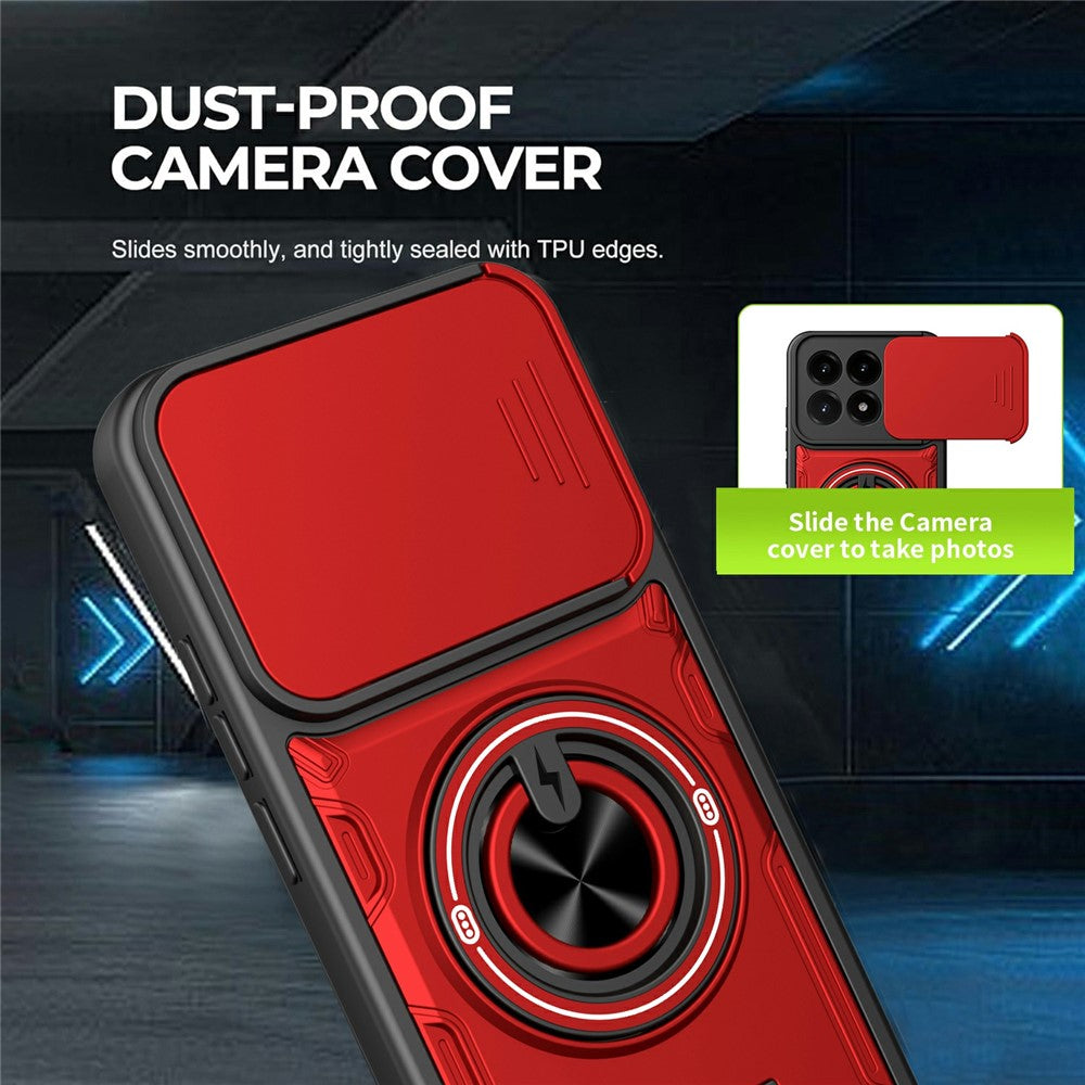 For Xiaomi 17 Magnetic Case Sliding Camera Cover TPU+PC Phone Cover with Rotating Kickstand