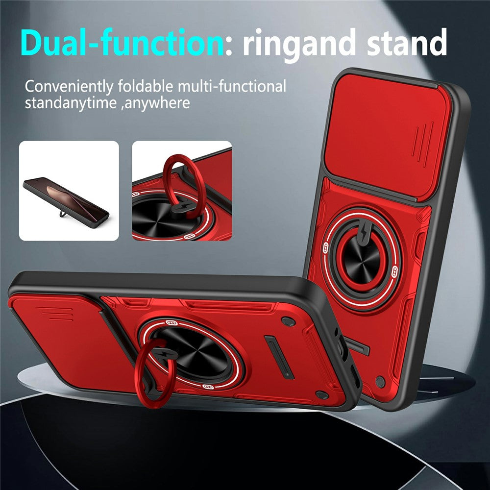 For Xiaomi 17 Magnetic Case Sliding Camera Cover TPU+PC Phone Cover with Rotating Kickstand