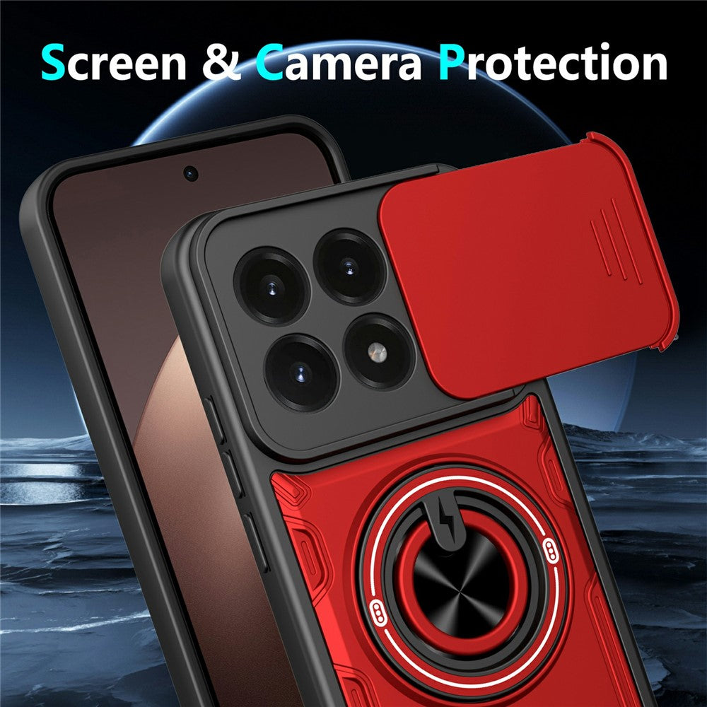 For Xiaomi 17 Magnetic Case Sliding Camera Cover TPU+PC Phone Cover with Rotating Kickstand