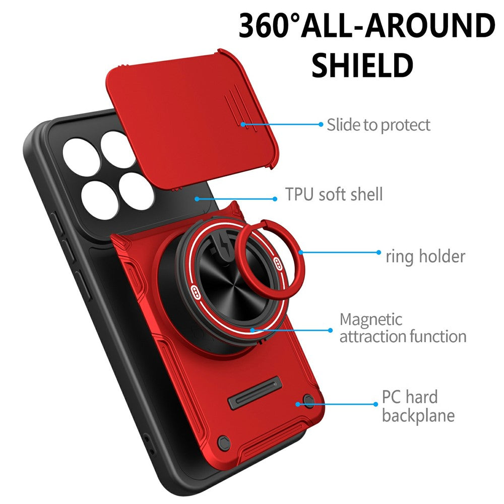 For Xiaomi 17 Magnetic Case Sliding Camera Cover TPU+PC Phone Cover with Rotating Kickstand