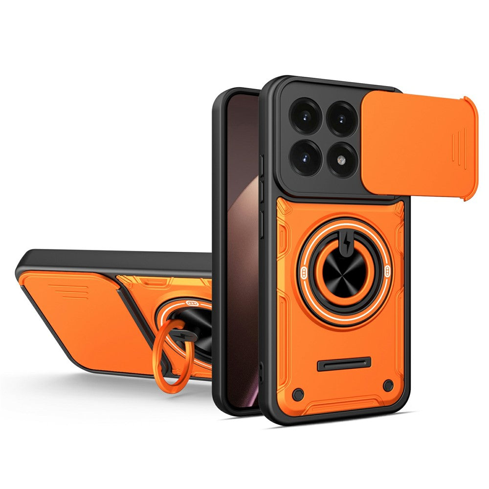 For Xiaomi 17 Magnetic Case Sliding Camera Cover TPU+PC Phone Cover with Rotating Kickstand