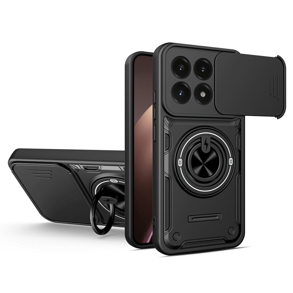 For Xiaomi 17 Magnetic Case Sliding Camera Cover TPU+PC Phone Cover with Rotating Kickstand