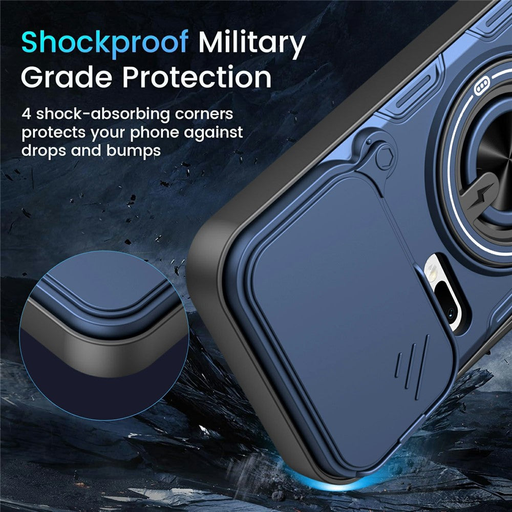 For Xiaomi 17 Pro Magnetic Case Sliding Camera Cover TPU+PC Phone Cover with Rotating Kickstand
