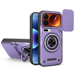 For Xiaomi 17 Pro Magnetic Case Sliding Camera Cover TPU+PC Phone Cover with Rotating Kickstand