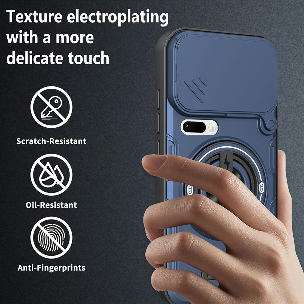 For Xiaomi 17 Pro Max Magnetic Case Sliding Camera Cover TPU+PC Phone Cover with Rotating Kickstand