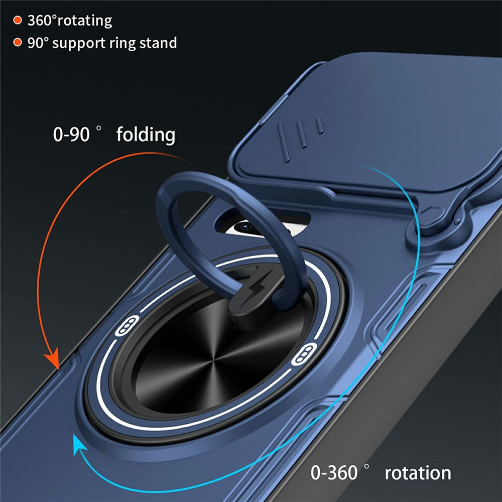 For Xiaomi 17 Pro Max Magnetic Case Sliding Camera Cover TPU+PC Phone Cover with Rotating Kickstand