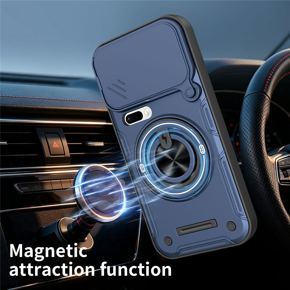 For Xiaomi 17 Pro Max Magnetic Case Sliding Camera Cover TPU+PC Phone Cover with Rotating Kickstand
