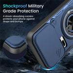 For Xiaomi 17 Pro Max Magnetic Case Sliding Camera Cover TPU+PC Phone Cover with Rotating Kickstand