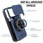 For Xiaomi 17 Pro Max Magnetic Case Sliding Camera Cover TPU+PC Phone Cover with Rotating Kickstand