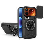 For Xiaomi 17 Pro Max Magnetic Case Sliding Camera Cover TPU+PC Phone Cover with Rotating Kickstand