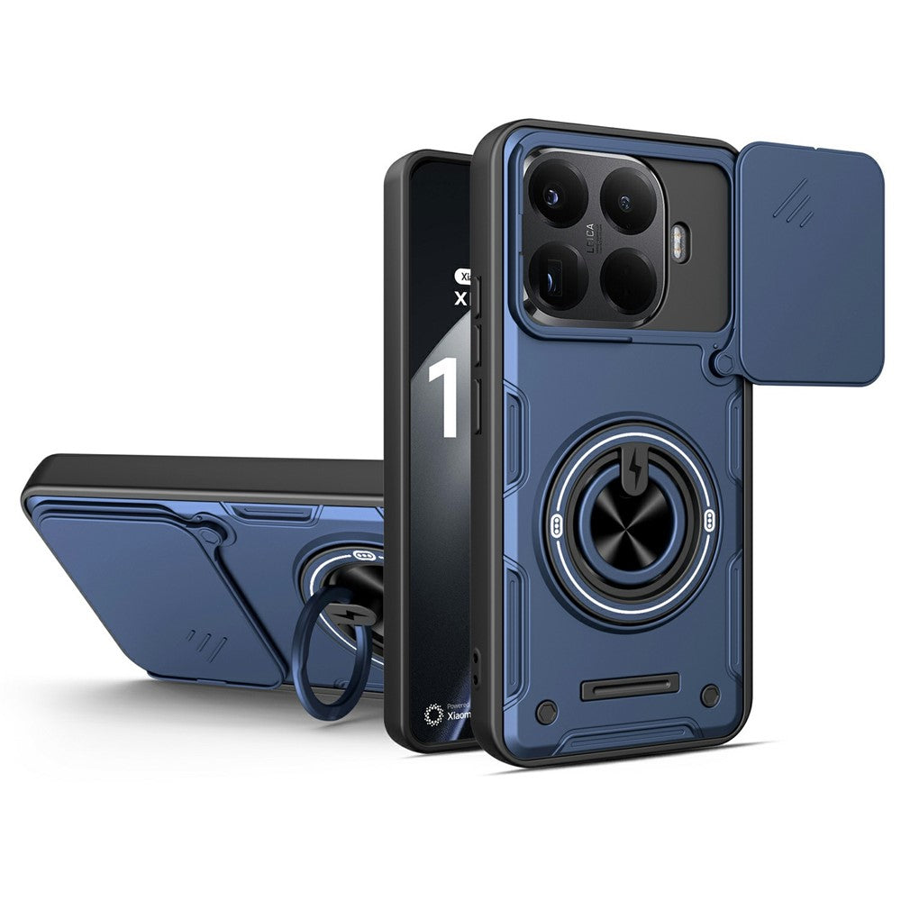 For Xiaomi 17T Magnetic Case Sliding Camera Cover TPU+PC Phone Cover with Rotating Kickstand