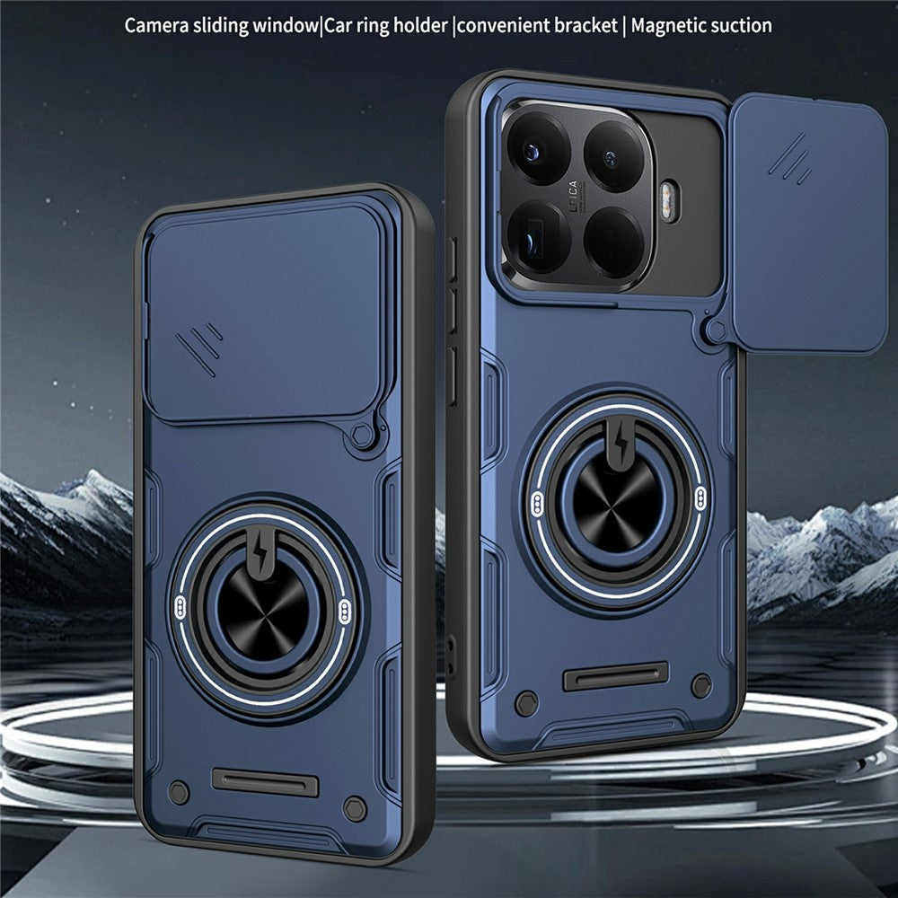 For Xiaomi 17T Magnetic Case Sliding Camera Cover TPU+PC Phone Cover with Rotating Kickstand