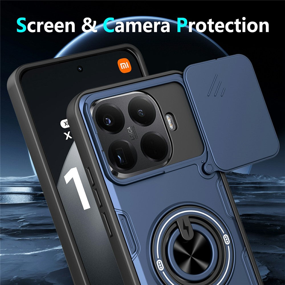 For Xiaomi 17T Magnetic Case Sliding Camera Cover TPU+PC Phone Cover with Rotating Kickstand