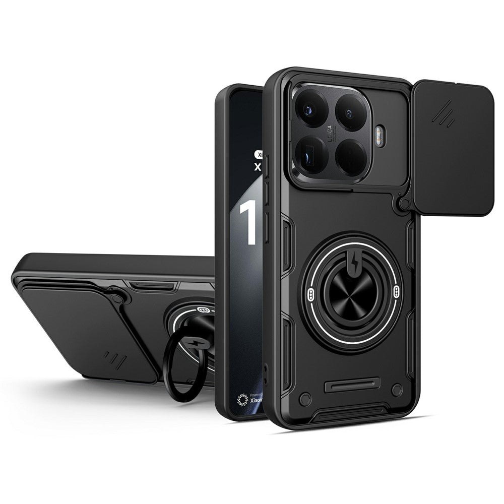 For Xiaomi 17T Magnetic Case Sliding Camera Cover TPU+PC Phone Cover with Rotating Kickstand