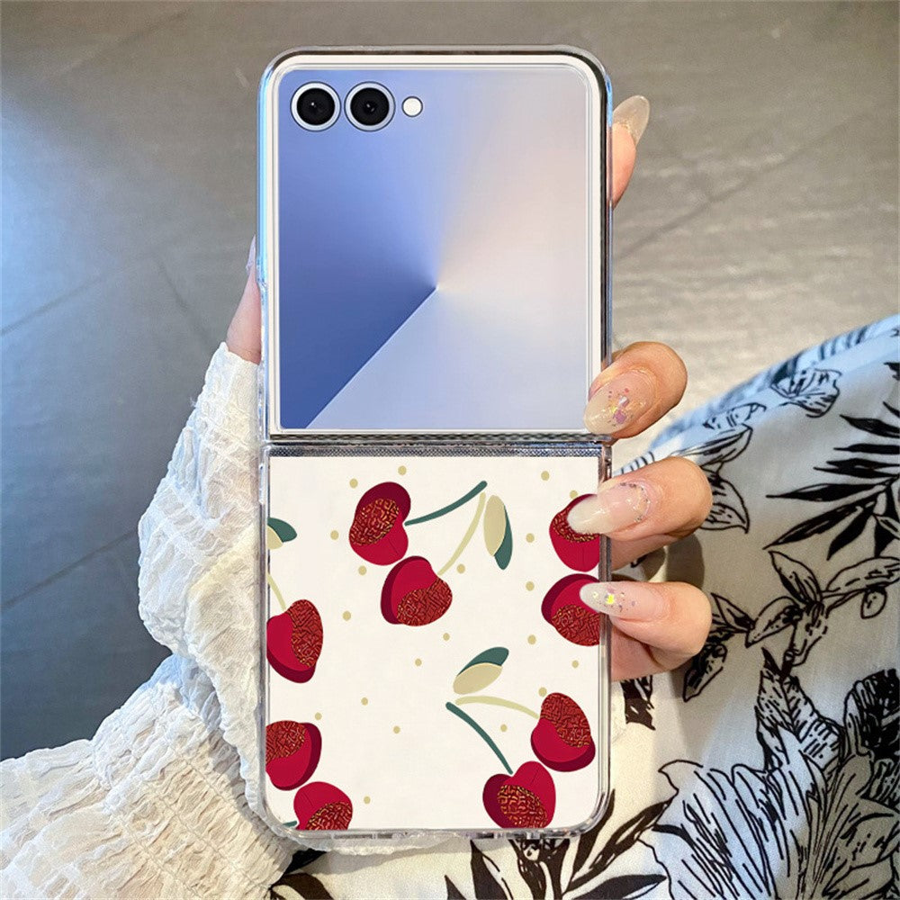 For Samsung Galaxy Z Flip8 Case Cherry Pattern Printing PC Shockproof Slim Foldable Phone Cover