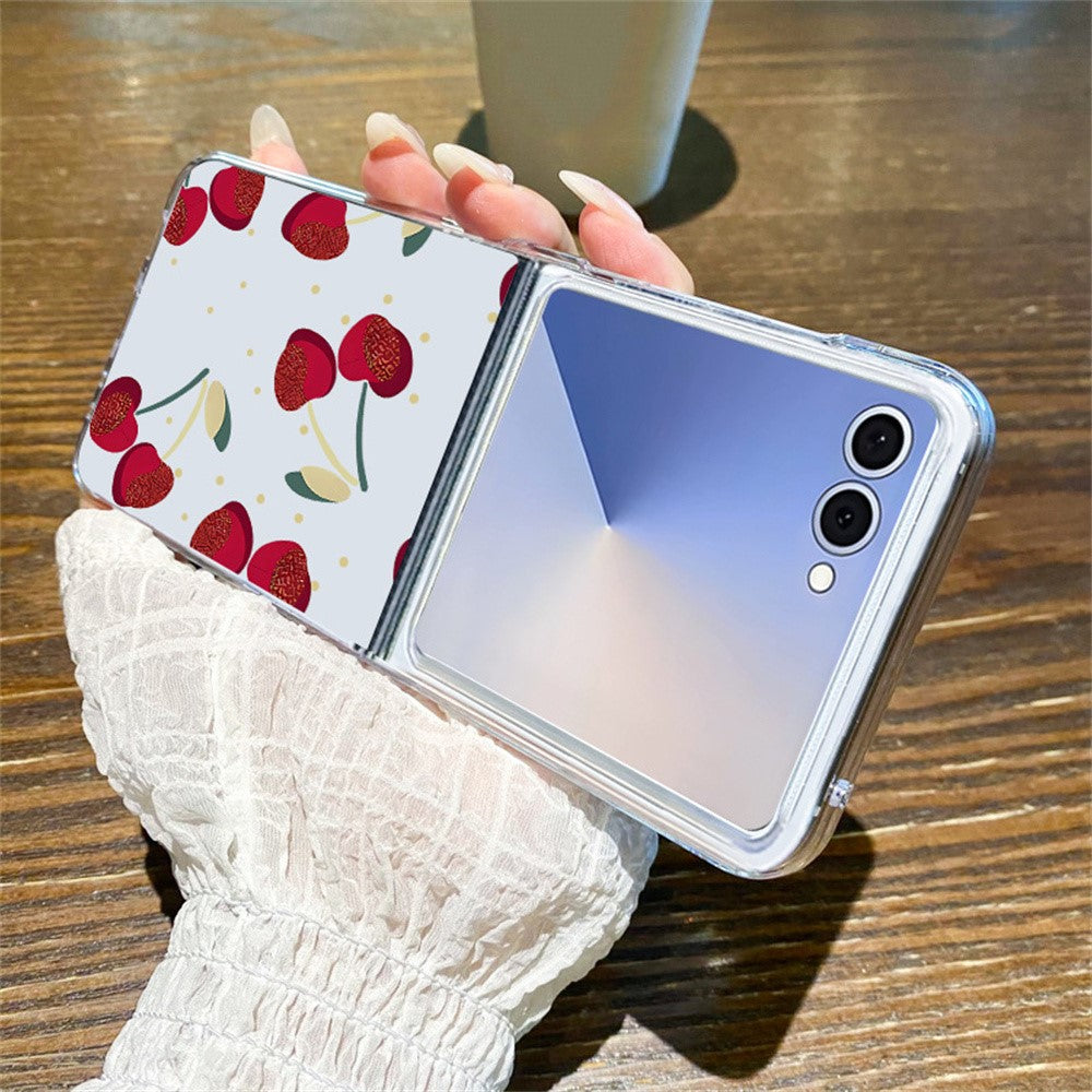 For Samsung Galaxy Z Flip8 Case Cherry Pattern Printing PC Shockproof Slim Foldable Phone Cover